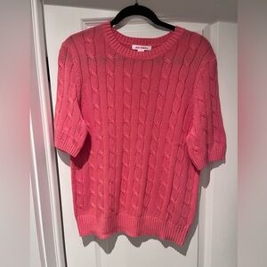 Joe Fresh short sleeve cable knit sweater in coral - size large (NWT)